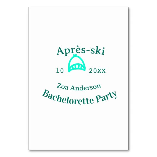 Après-ski bachelorette party turquoise hat name da kaart (Voorkant)