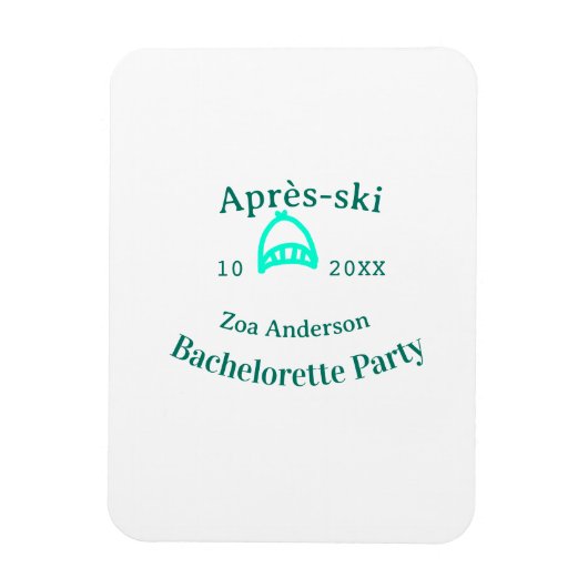 Après-ski bachelorette party turquoise hat name da magneet (Verticaal)
