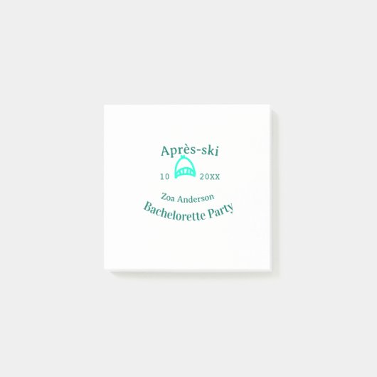 Après-ski bachelorette party turquoise hat name da post-it® notes (Voorkant)