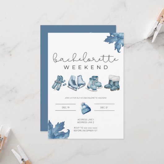 Apres ski bachelorette weekendje weg kaart (Voorkant / Achterkant in situ)