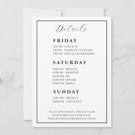 Apres ski bachelorette weekendje weg kaart (Achterkant)