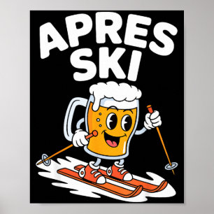 Apres ski bier mok skien grappige winter vakantie poster