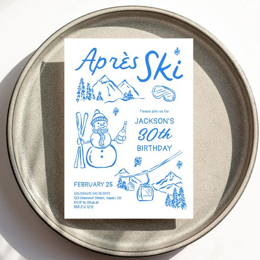 Après Ski Birthday Ski Party Invitation Kaart