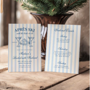 Apres Ski Blauw Gestreepte Bachelorette Kaart