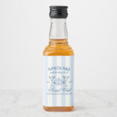 Apres Ski Blauw Gestreepte Bachelorette Likeurfles Etiket (Voorkant)