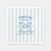 Apres Ski Blauwe Gestreepte Bachelorette Servet (Voorkant)
