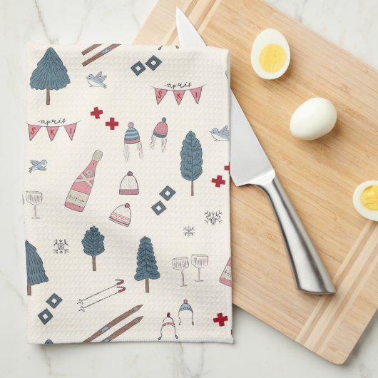 Apres Ski Cabin Decor Champagne Theedoek (Quarter Fold)