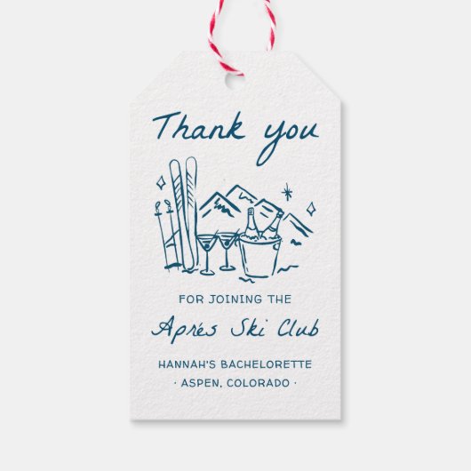 Après Ski Champagne on Ice Winter Bach Party Cadeaulabel (Achterkant)