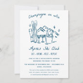 Après Ski Champagne on Ice Winter Bach Party Kaart (Voorkant)