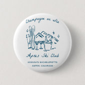 Après Ski Champagne on Ice Winter Bach Party Ronde Button 5,7 Cm (Voorkant)