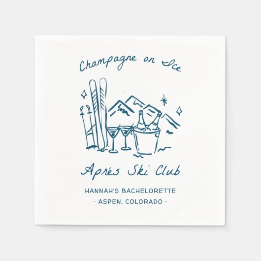 Après Ski Champagne on Ice Winter Bach Party Servet (Voorkant)