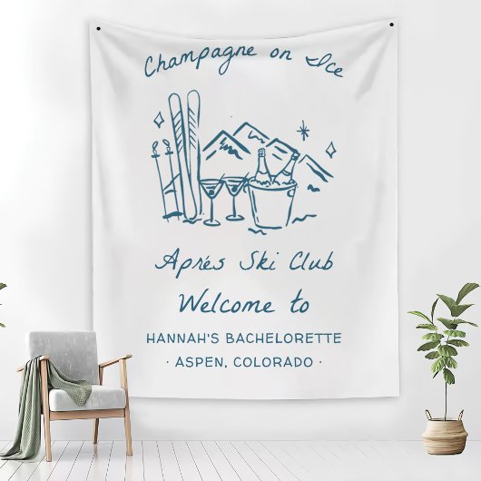 Après Ski Champagne on Ice Winter Bach Party Wandkleed
