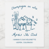 Après Ski Champagne on Ice Winter Bach Party Wijn Etiket (Enkel label)