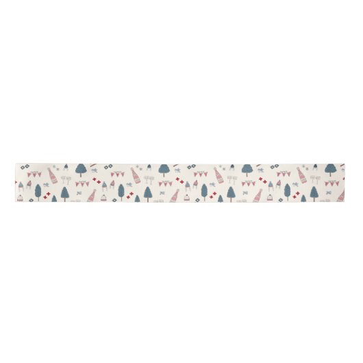 Apres Ski Champagne Roze Winter Gift Wrap Satijnen Lint (Voorkant)