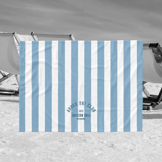 Apres Ski Club Aangepaste locatie Retro Blue Strip Fleece Deken