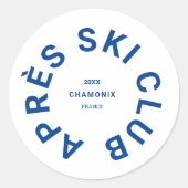 Après Ski Club Cool Blue Skioord Crest Ronde Sticker (Voorkant)