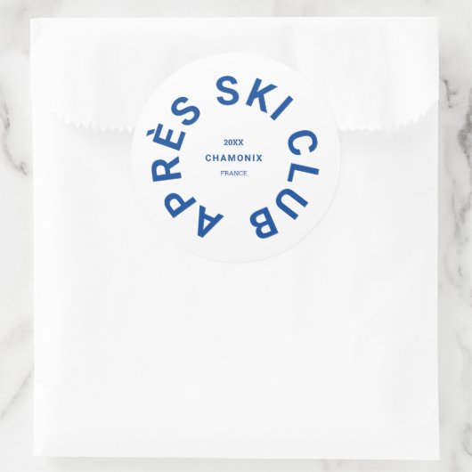 Après Ski Club Cool Blue Skioord Crest Ronde Sticker (Tas)