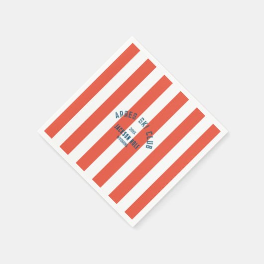 Apres Ski Club Crest Retro Red Stripe Ski Party Servet (Hoek)