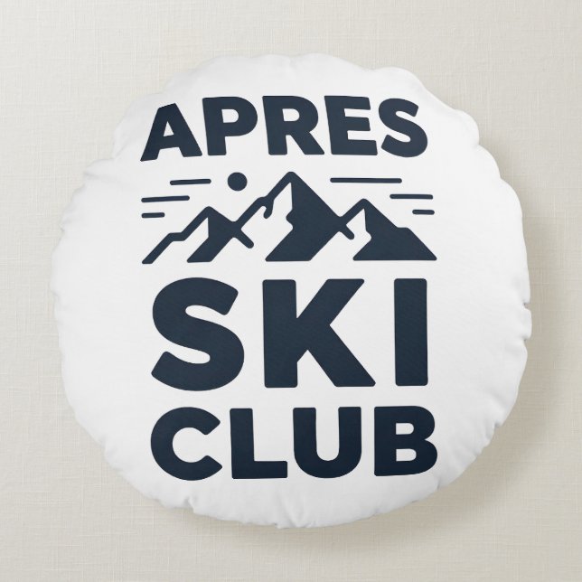 Apres Ski Club Mountain Logo - Custom Mens Winter  Rond Kussen (Voorkant)