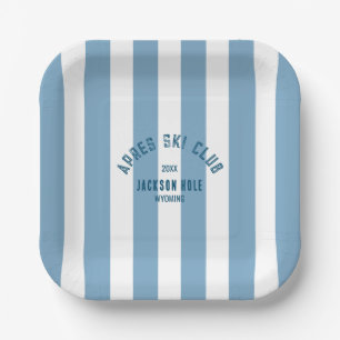 Apres Ski Club Retro Blauwe Cabana Streep Ski Fees Papieren Bordje