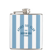 Apres Ski Club Retro Blue Stripe Aangepaste locati Heupfles (Voorkant)