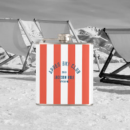 Apres Ski Club Retro Red Stripe Aangepaste locatie Heupfles
