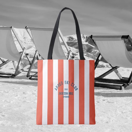 Apres Ski Club Retro Red Stripe Ski Accessoire Tote Bag