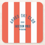 Apres Ski Club Retro Rode Cabana Streep Ski Feest Kartonnen Onderzetters<br><div class="desc">Apres Ski Club papieren bierviltjes zijn perfect voor je ski-club themafeestjes op de piste, bij het bubbelbad of in het lodge... Retro rode cabana strepen met een navy verweerde aangepaste ski-club embleem. Personaliseer met de details van je feest... jaar, resort en bestemming. Ideaal voor een familie- of vrienden skivakantie, een...</div>