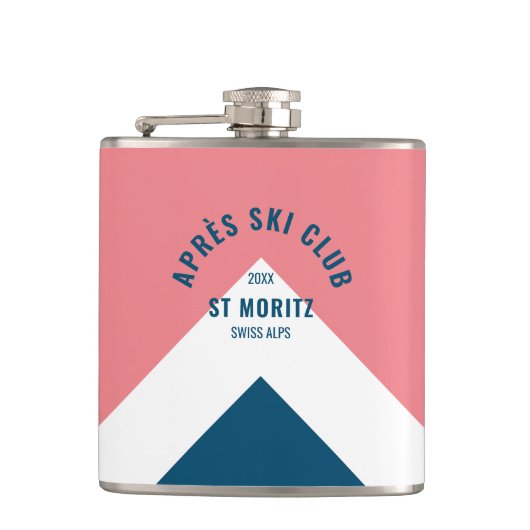 Après Ski Club Retro Roze Marine Reizen Heupfles (Voorkant)