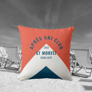 Après Ski Club Rood Navy Vintage Stijl Ski Decor Kussen