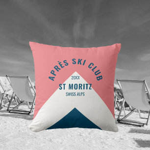 Après Ski Club Roze Navy Retro Stijl Ski Decor Kussen