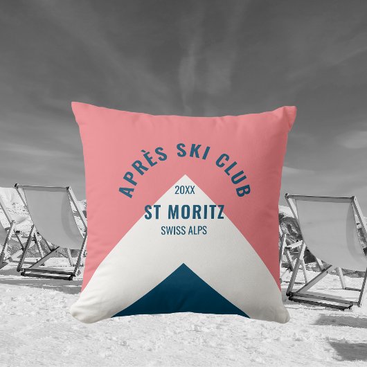 Après Ski Club Roze Navy Retro Stijl Ski Decor Kussen