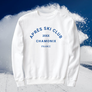 Après Ski Club Winter Blue Ski Resort Crest White Trui