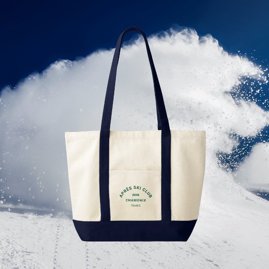 Après Ski Club Winter Groen Skigebied Crest Navy Tote Bag