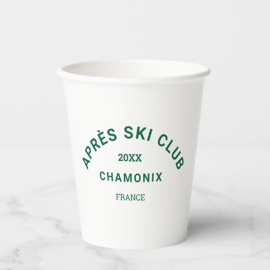 Après Ski Club Winter Groen Skigebied Crest Papieren Bekers (Voorkant)