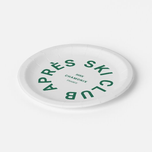 Après Ski Club Winter Groen Skigebied Crest Papieren Bordje (Gekanteld)