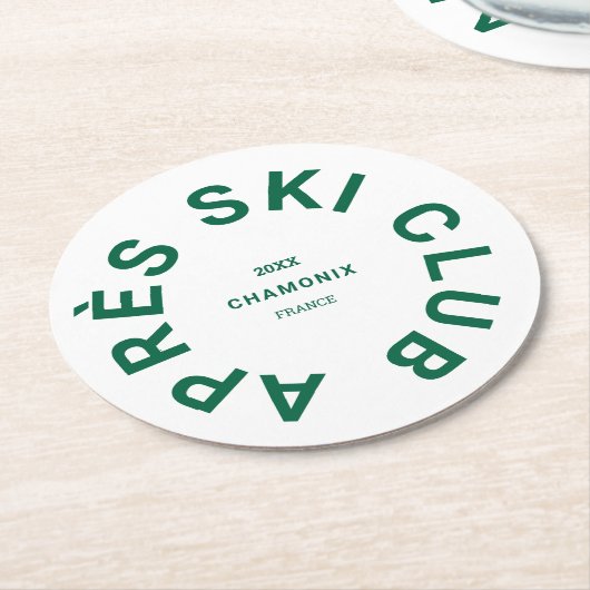 Après Ski Club Winter Groen Skigebied Crest Ronde Kartonnen Onderzetter (Gebogen)