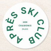 Après Ski Club Winter Groen Skigebied Crest Ronde Kartonnen Onderzetter (Voorkant)