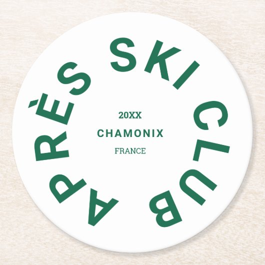 Après Ski Club Winter Groen Skigebied Crest Ronde Kartonnen Onderzetter (Voorkant)