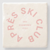 Après Ski Club Winter Icy Pink Ski Resort Crest Stenen Onderzetter (Voorkant)