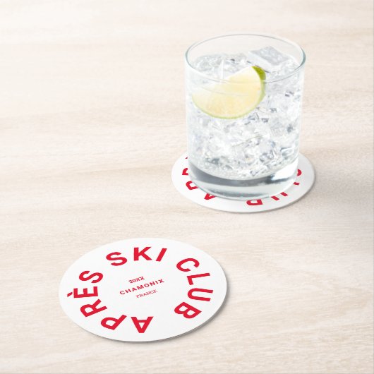 Après Ski Club Winter Red Ski Resort Crest Ronde Kartonnen Onderzetter (Insitu)