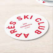 Après Ski Club Winter Red Ski Resort Crest Ronde Kartonnen Onderzetter (Gebogen)