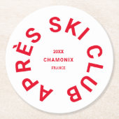 Après Ski Club Winter Red Ski Resort Crest Ronde Kartonnen Onderzetter (Voorkant)