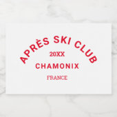 Après Ski Club Winter Red Skioord Crest Sparkling Wijnetiket (Enkel label)