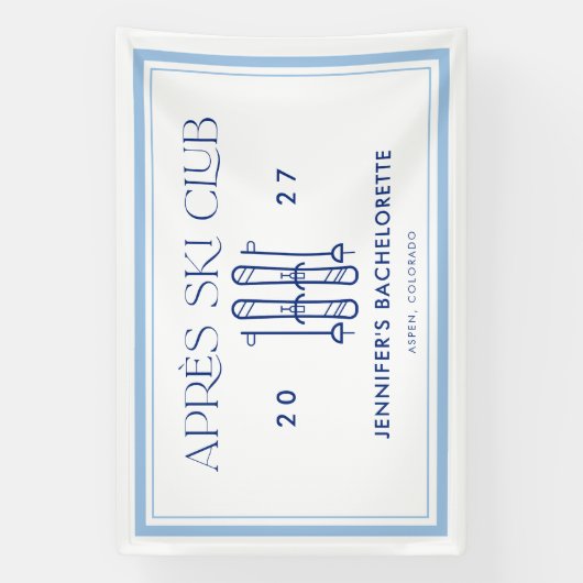 Apres Ski Club Winter Skien Jonggezellenfeest Spandoek (Verticaal)