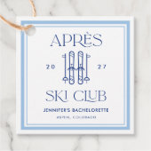 Apres Ski Club Winter Skitocht vrijgezellenfeest Bedankjes Labels (Voorkant)