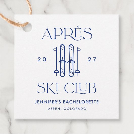 Apres Ski Club Winter Snow Ski Meisjesuitgaven Bedankjes Labels (Voorkant)