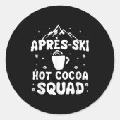 Apres Ski Cocoa Squad Cute Funny Skiing Skier Ronde Sticker (Voorkant)