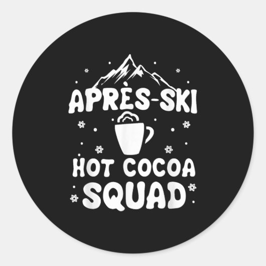Apres Ski Cocoa Squad Cute Funny Skiing Skier Ronde Sticker (Voorkant)
