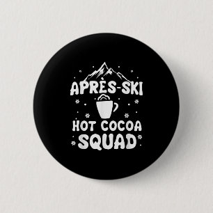 Apres Ski Cocoa Squad Schattig Grappig Skisport Sk Ronde Button 5,7 Cm